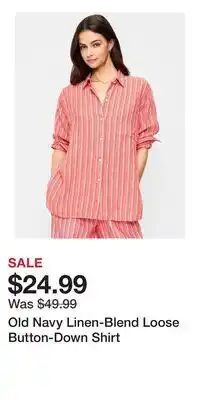 Old Navy Old Navy Linen-Blend Loose Button-Down Shirt offer