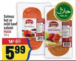 Marché Adonis SOLMAZ HOT OR MILD BEEF SALAMI offer