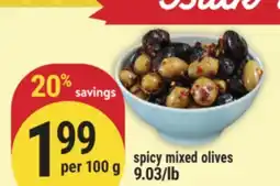 Marché Adonis Spicy mixed olives offer