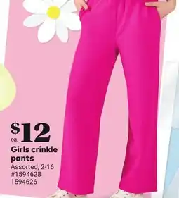 Giant Tiger Girls crinkle pants offer