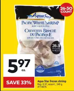 Giant Tiger Aqua Star frozen shrimp offer
