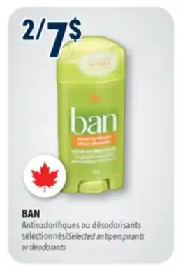 Familiprix BAN Selected antiperspirants or deodorants offer