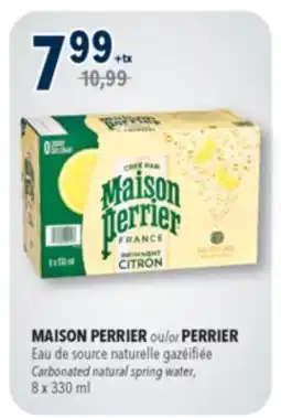 Familiprix MAISON PERRIER or PERRIER Carbonated natural spring water, 8x 330ml offer