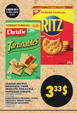 Provigo CRAQUELINS RITZ ORIGINAUX, CHIPS, TRISCUITS, FINS AU BLÉ, TOPPABLES CHRISTIE offer