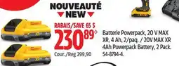 Canadian Tire DEWALT 20V MAX XR 4Ah Powerpack Battery offer