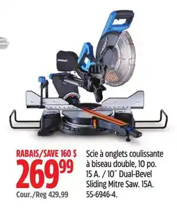 Canadian Tire Mastercraft 10˝ Dual-Bevel Sliding Mitre Saw offer