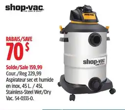 Canadian Tire Shop-vac 45L Stainless-Steel Wet/Dry Vac offer