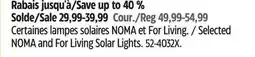 Canadian Tire Selected NOMA and For Living Solar Lights offer