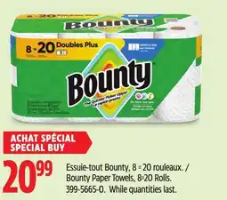 Canadian Tire Bounty Paper Towels, 8=20 Rolls offer