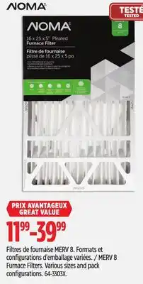 Canadian Tire NOMA MERV 8 Furnace Filters offer