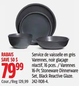 Canadian Tire CANVAS Varennes 16-Pc Stoneware Dinnerware Set, Black Reactive Glaze offer
