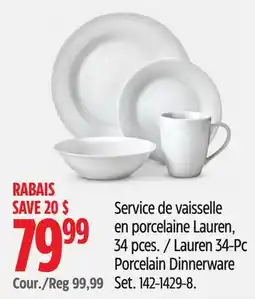 Canadian Tire Canvas Lauren 34-Pc Porcelain Dinnerware Set offer