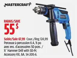 Canadian Tire MASTERCRAFT 1⁄2˝ Hammer Drill with 50-Pc Accessory Kit, 6A offer