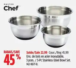 Canadian Tire MASTER Chef 3-Pc Stainless-Steel Bowl Set offer