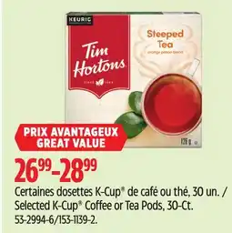Canadian Tire Keurig Selected K-Cup Coffee or Tea Pods, 30-Ct offer