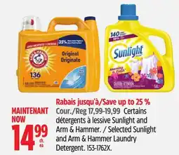 Canadian Tire Selected Sunlight and Arm & Hammer Laundry Detergent offer