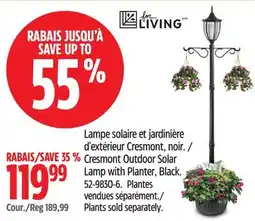 Canadian Tire Cresmont Outdoor Solar Lamp with Planter, Black offer