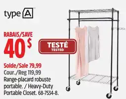 Canadian Tire Type A Heavy-Duty Portable Closet offer