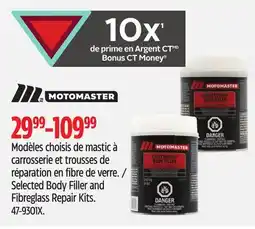 Canadian Tire MOTOMASTER Selected Body Filler and Fibreglass Repair Kits offer