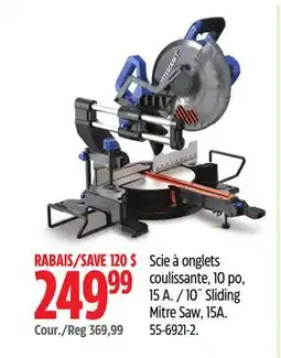 Canadian Tire Mastercraft 10˝ Sliding Mitre Saw, 15A offer
