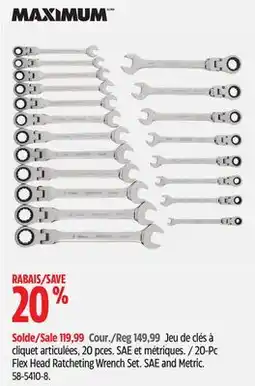 Canadian Tire MAXIMUM 20-Pc Flex Head Ratcheting Wrench Set offer
