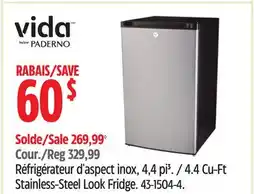 Canadian Tire Vida by Paderno 4.4 Cu-Ft Stainless-Steel Look Fridge offer