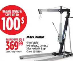 Canadian Tire MAXIMUM 2-Ton Hydraulic Shop Crane offer