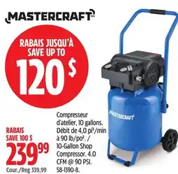 Canadian Tire MASTERCRAFT 10-Gallon Shop Compressor offer