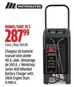 Canadian Tire MotoMaster Workshop Series 40A Wheeled Battery Charger with 240A Engine Start offer