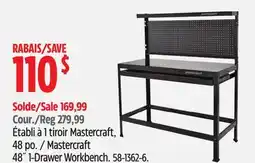 Canadian Tire Mastercraft 48˝ 1-Drawer Workbench offer