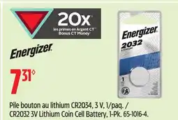 Canadian Tire Energizer 3V Lithium Coin Cell Battery offer