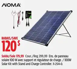 Canadian Tire NOMA 100W Solar Kit with Stand and Charge Controller offer