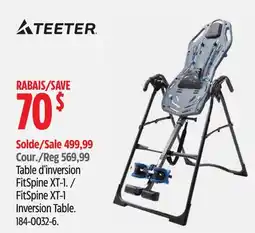 Canadian Tire TEETER FitSpine XT-1 Inversion Table offer