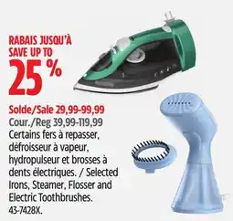 Canadian Tire Selected Irons, Steamer, Flosser and Electric Toothbrushes offer