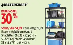 Canadian Tire Mastercraft 5-Shelf Adjustable Resin Rack offer