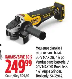 Canadian Tire DEWALT 20V MAX XR Brushless 41⁄2˝ Angle Grinder offer