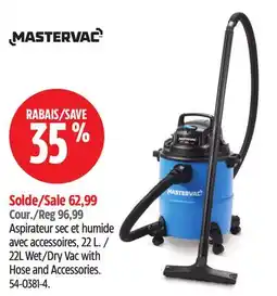 Canadian Tire Mastervac 22L Wet/Dry Vac with Hose and Accessories offer