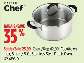 Canadian Tire MASTER Chef 5-Qt Stainless-Steel Dutch Oven offer