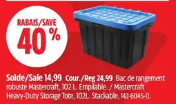Canadian Tire Mastercraft Heavy-Duty Storage Tote, 102L. Stackable offer