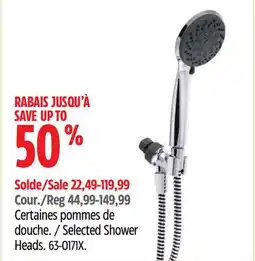 Canadian Tire Selected Shower Heads offer