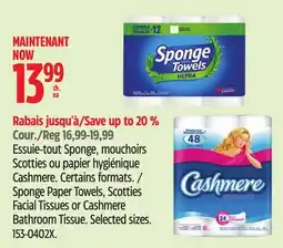 Canadian Tire Sponge Paper Towels, Scotties Facial Tissues or Cashmere Bathroom Tissue offer