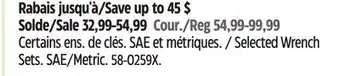Canadian Tire MAXIMUM Selected Wrench Sets offer