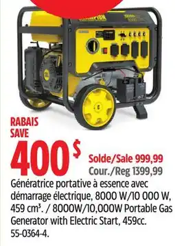 Canadian Tire Champion 8000W/10,000W Portable Gas Generator with Electric Start, 459cc offer