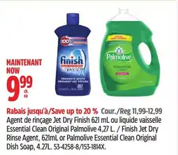 Canadian Tire Finish Jet Dry Rinse Agent, 621mL or Palmolive Essential Clean Original Dish Soap, 4.27L offer