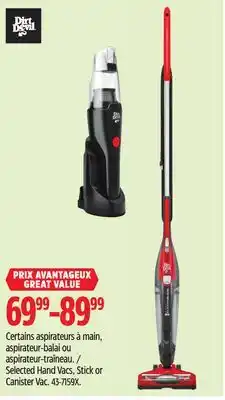 Canadian Tire Dirt Devil Selected Hand Vacs, Stick or Canister Vac offer