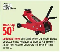 Canadian Tire Torin Big Red Jacks 3.5-Ton Floor Jack with Quick Start offer