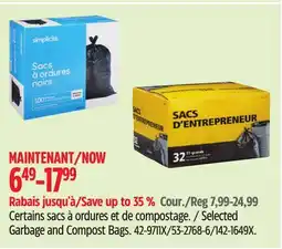 Canadian Tire Selected Garbage and Compost Bags offer