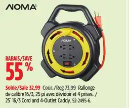 Canadian Tire NOMA 25´ 16/3 Cord and 4-Outlet Caddy offer