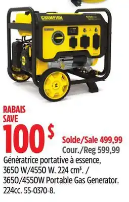 Canadian Tire Champion 3650/4550W Portable Gas Generator. 224cc offer