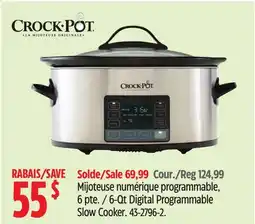 Canadian Tire Crock-Pot 6-Qt Digital Programmable Slow Cooker offer